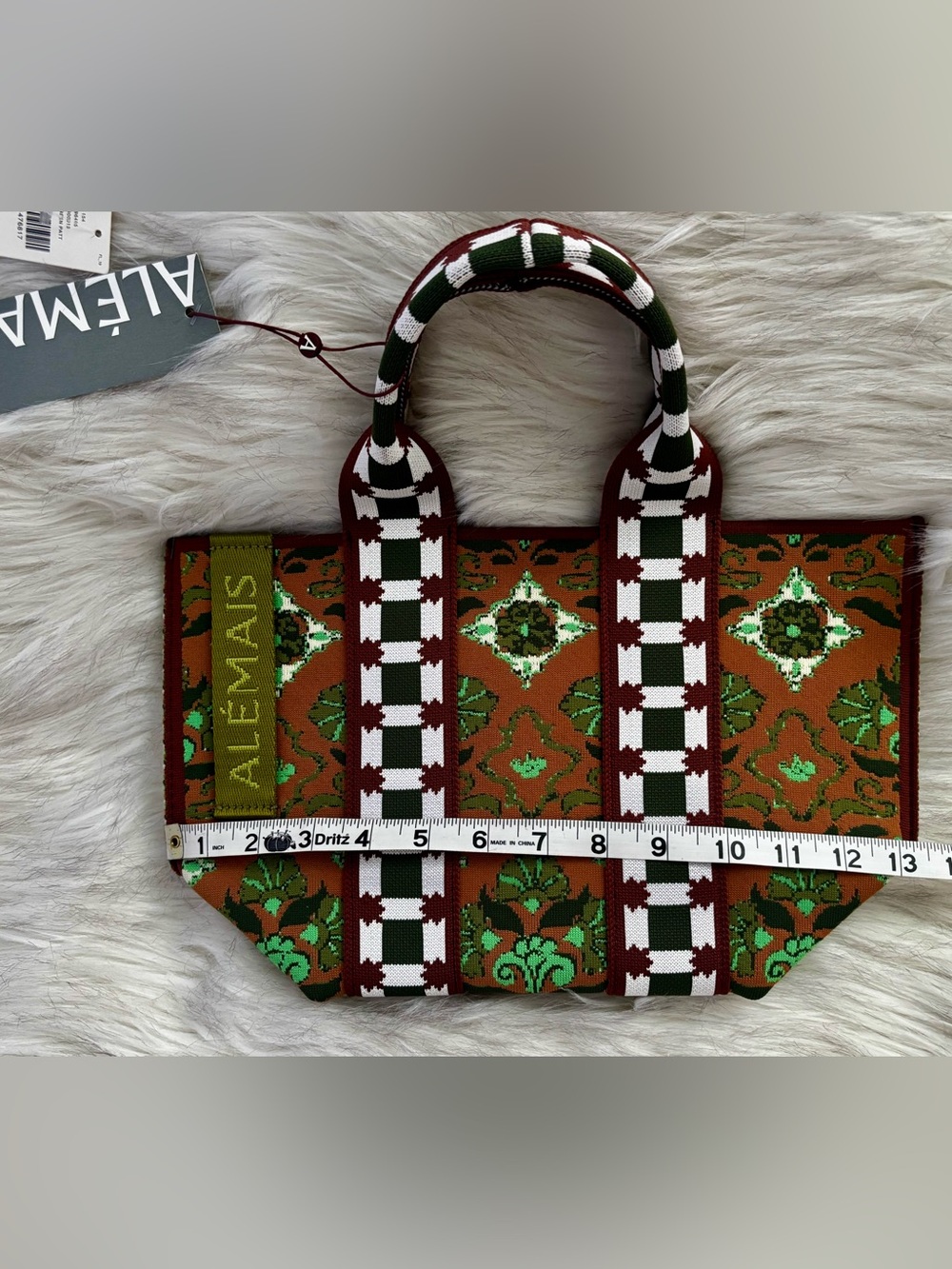 NWT Anthropologie Alemais Cece Jacquard Green & Brown Floral Mini Tote Bag - Picture 14 of 16